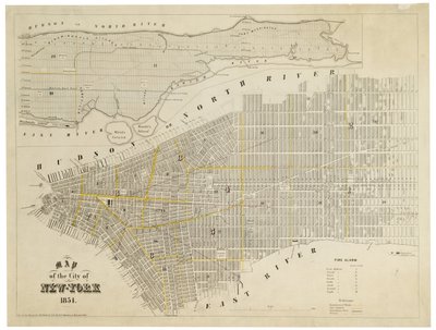 Kaart van de stad New York, 1854 (gravure) door George Hayward