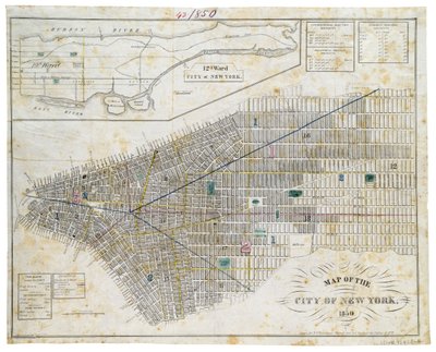 Kaart van de Stad New York, 1850 door George Hayward