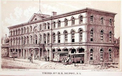 Uitzicht op het Third Avenue Railroad Depot, illustratie voor 