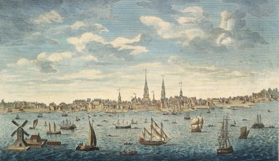 Een oostelijk aanzicht van de stad Philadelphia, in de provincie Pennsylvania, in Noord-Amerika: genomen vanaf de Jersey Shore, uitgegeven Londen, 1774 door George Heap