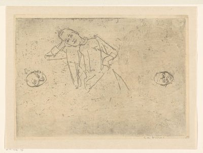 Studie zittende vrouw door George Hendrik Breitner (signed by artist)