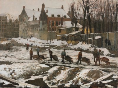Bouwplaats in Amsterdam door George Hendrik Breitner