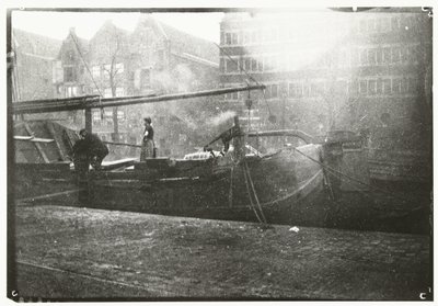 Gouvernementspakhuizen aan de Brouwersgracht in Amsterdam door George Hendrik Breitner