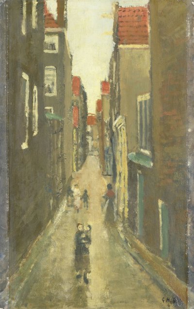 De Baanbrugsteeg vanaf de Haarlemmerdijk richting de Vinkenstraat en de Brouwersgracht door George Hendrik Breitner