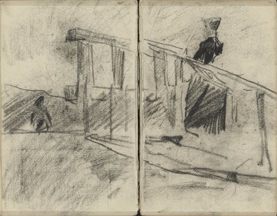 Vrouw, mogelijk op een brug door George Hendrik Breitner