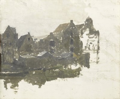 Pakhuizen op de Teertuinen op het Prinseneiland, Amsterdam door George Hendrik Breitner