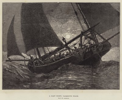Een Nevelige Nacht, Yarmouth Roads door George Henry Andrews