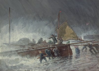 Deal Lugger Vertrekt in een Storm door George Henry Andrews
