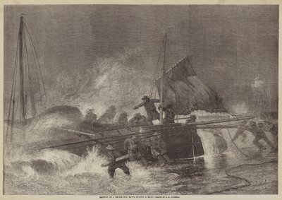 Lancering van een Noordzee Jacht tijdens een Storm door George Henry Andrews