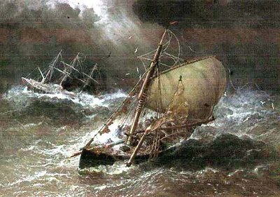 Storm op de Noordzee, met Smak & Bark door George Henry Andrews