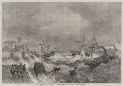 De recente storm, wrakken bij Kingstown, Baai van Dublin door George Henry Andrews