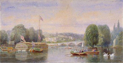 De Rivier de Theems met de Richmond Bridge en Richmond Hill in de verte, Londen, 1867 door George Henry Andrews