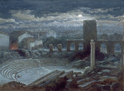 Het Romeinse theater, Arles, maanlicht door George Henry Andrews