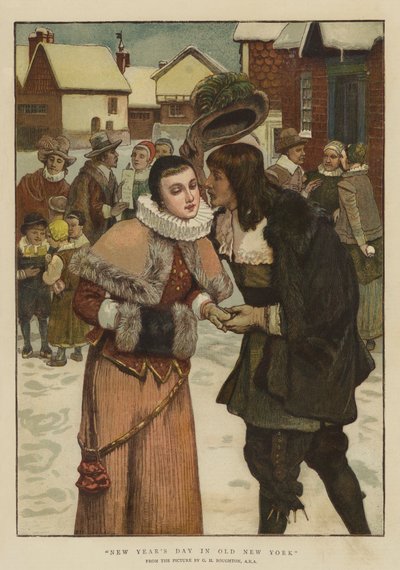 Nieuwjaarsdag in Oud New York door George Henry Boughton