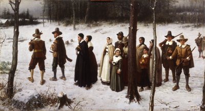 Pelgrims die naar de kerk gaan, 1867 door George Henry Boughton