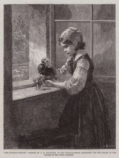 Het huisraam, in de Suffolk-Street Tentoonstelling voor de verlichting van de nood in de katoenstreken door George Henry Boughton