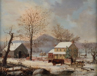 Winterscène, 1830-60 door George Henry Durrie