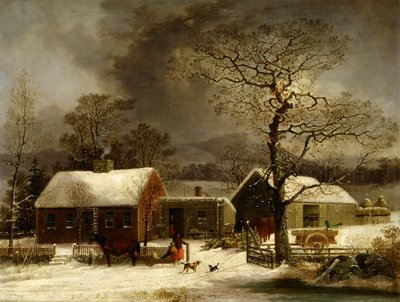 Winters tafereel in New Haven, Connecticut door George Henry Durrie