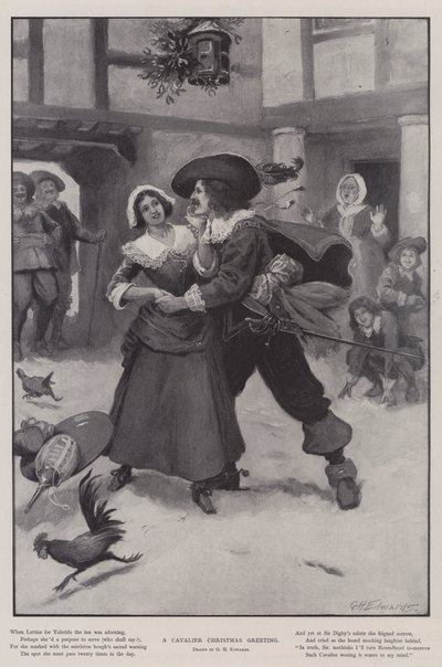 Een cavalier kerstgroet door George Henry Edwards