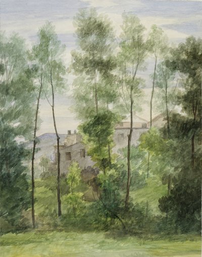 Landschap met gebouwen door George Henry Hall