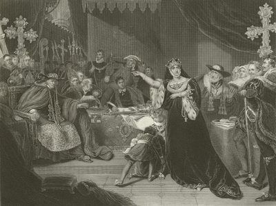 Het proces van Catharina van Aragon, 1529 door George Henry Harlow