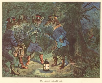 M Lapinot hoorde alles (kleurenlitho) door George Henry Thompson