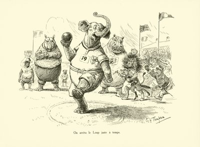 We stopten de wolf net op tijd (litho) door George Henry Thompson