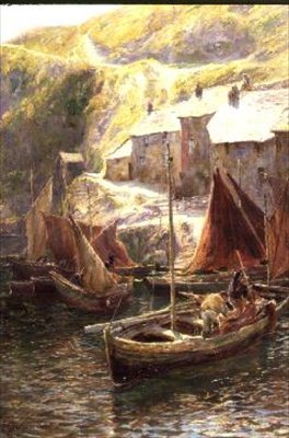 Vissersboten, Polperro, Cornwall door George Hillyard Swinstead