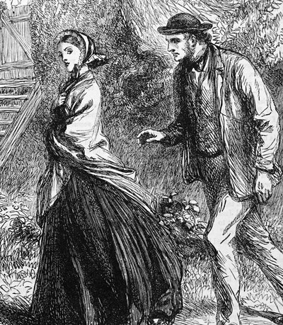 Illustratie die een vrouw uitbeeldt die een aanzoek van een man weigert door George Housman Thomas