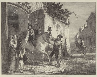 Sint-Antoniusdag in Rome, Tentoonstelling van de Britse Instelling door George Housman Thomas