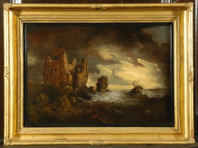 Peele Kasteel in een Storm, 1805 door George Howland Beaumont