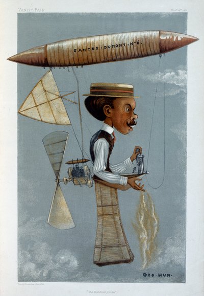 Alberto Santos-Dumont en zijn luchtschip, 1901 door George Hum