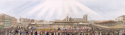 Uitzicht op de kroningsprocessie van Koning George IV van Westminster Hall naar de Abdij, 19 juli 1821 door George Humphrey