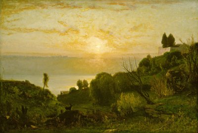 Meer Albano, Zonsondergang door George Inness