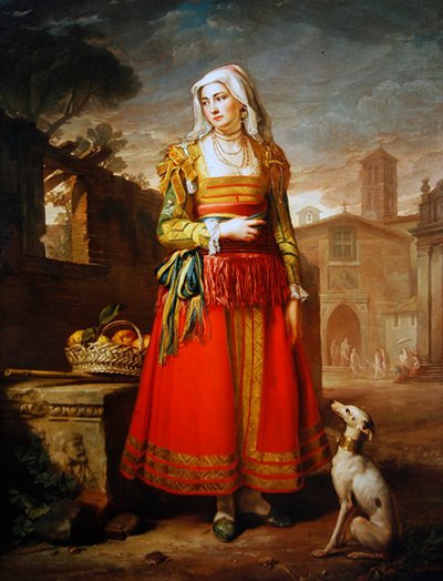 Portret van een Dame, Volledig, Gekleed in Italiaanse Kleding door George James