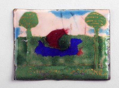 Emaille plaquette met een schets door George James Frampton