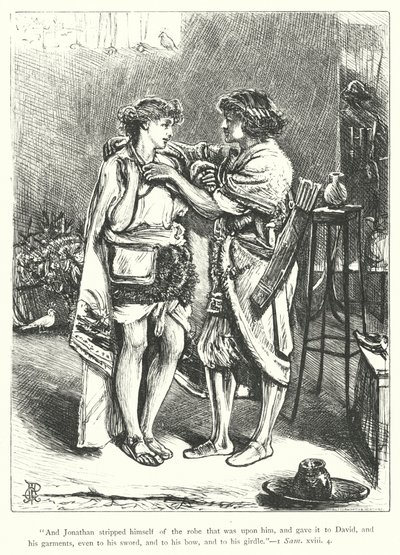David en Jonathan (gravure) door George John Pinwell