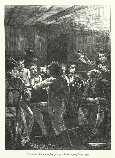 Illustratie voor She Stoops To Conquer (gravure) door George John Pinwell