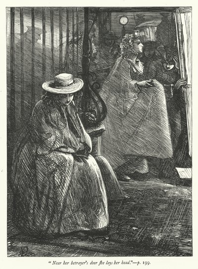 Illustratie voor The Deserted Village (gravure) door George John Pinwell
