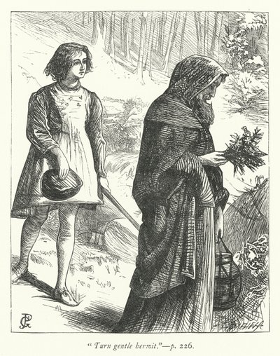 Illustratie voor The Hermit (gravure) door George John Pinwell