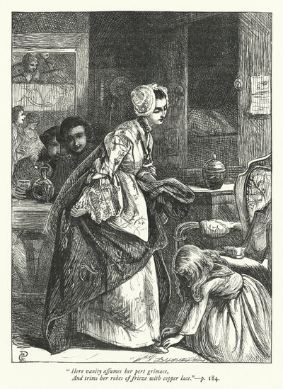 Illustratie voor The Traveller (gravure) door George John Pinwell