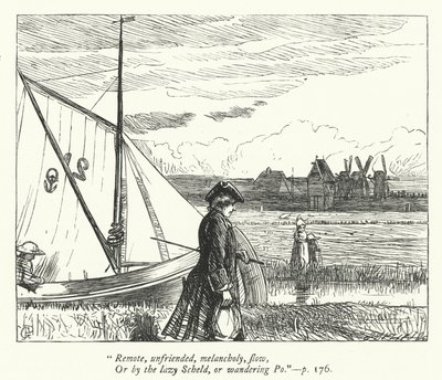 Illustratie voor The Traveller (gravure) door George John Pinwell
