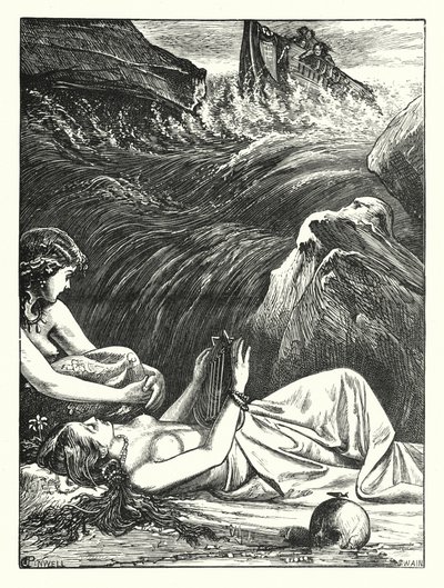 De Laatste van de Sirenen (gravure) door George John Pinwell