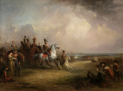 Kolonel Sir John Leicester, Bt, en de Kings Cheshire Yeomanry Cavalry Oefenen op de Zanden bij Liverpool door George Jones