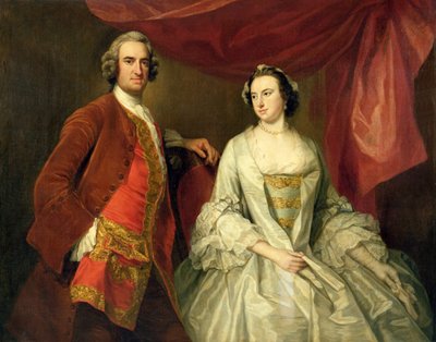 Een Man en een Vrouw, mogelijk van de Familie Missing, van Little Park House, Wickham, Hampshire, 1747 door George Knapton