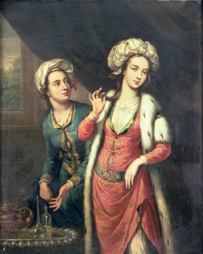 Portret van een dame vermoedelijk Lady Mary Wortley Montagu door George Knapton
