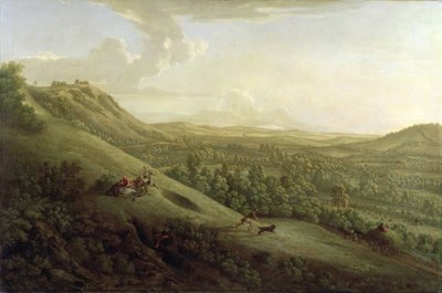 Een uitzicht op Boxhill, Surrey, met Dorking in de verte door George Lambert