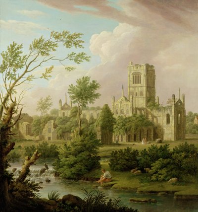 Kirkstall Abbey, Yorkshire door George Lambert