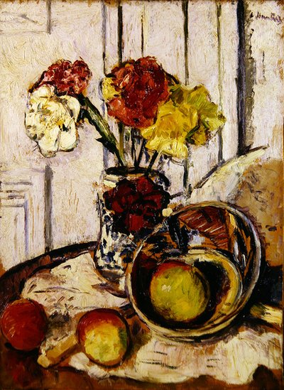 Stilleven van Appels en Anjers door George Leslie Hunter