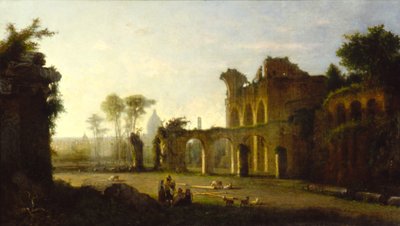 Uitzicht op de Tempel van Vrede in het Forum Romanum door George Loring Brown